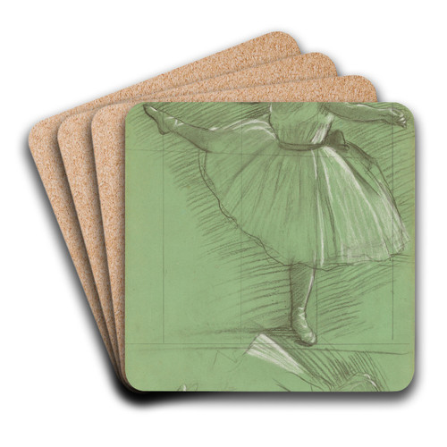 Two Studies of Dancers by Edgar Degas Art Drink Coaster set