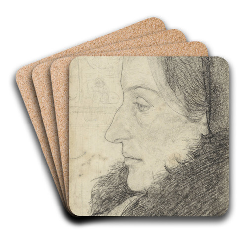 Portret van een vrouw van opzij by Richard Nicolas Roland Holst Art Drink Coaster set