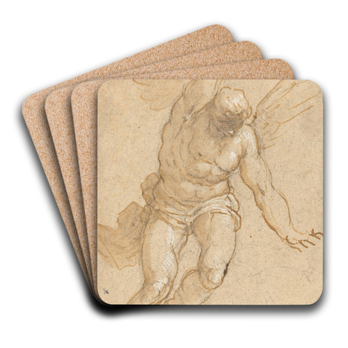 A Flying Angel by Jacopo Palma il Giovane Art Drink Coaster set