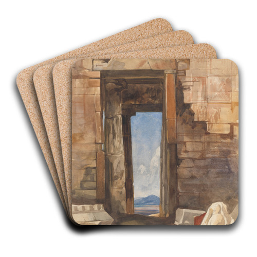 A Doorway in the Acropolis, Athens by William James Mller Art Drink Coaster set A Doorway in the Acropolis, Athens by William James Mller Art Drink Coaster set