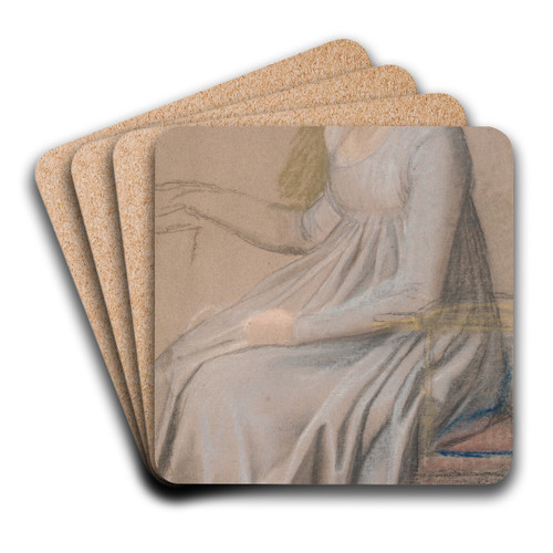 Dragtstudie til portrttet af grevinde Agnete Marie Rosencrone by Jens Juel Art Drink Coaster set