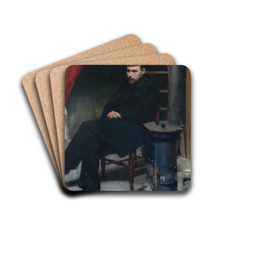 Portrait of Konstanty Laszczka, sculptor by Jzef Mehoffer Drink Coasters - set of 4