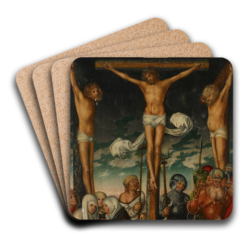 The Crucifixion by Follower of Lucas Cranach the Elder Art Drink Coaster set