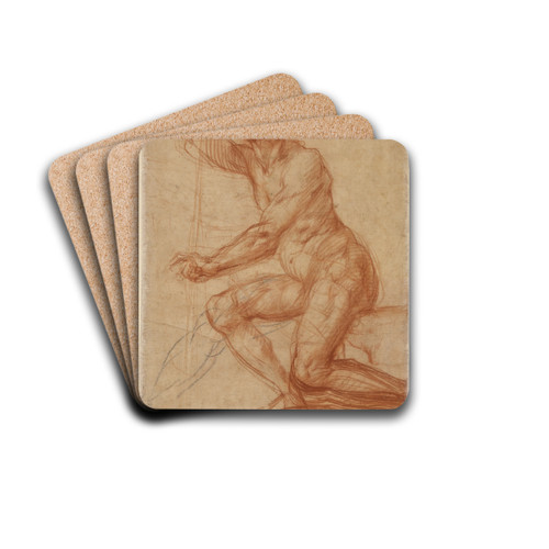 Study of a Seated Man by Pontormo (Jacopo Carucci) Drink Coasters - set of 4