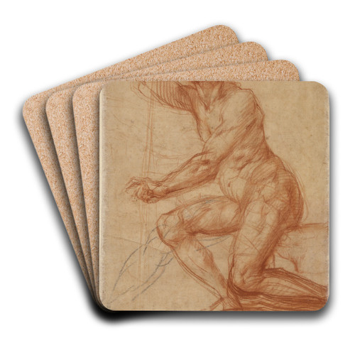 Study of a Seated Man by Pontormo (Jacopo Carucci) Art Drink Coaster set
