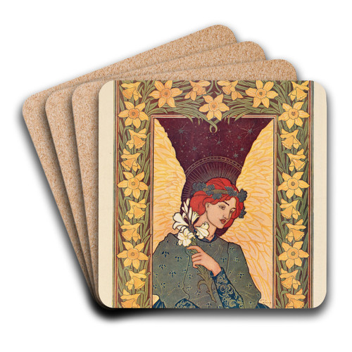 Worcester evening gazette. Easter souvenir. by Louis Rhead Art Drink Coaster set Worcester evening gazette. Easter souvenir. by Louis Rhead Art Drink Coaster set