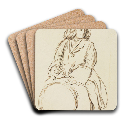 Portrait of Little Corbauld by Charles Samuel Keene Art Drink Coaster set