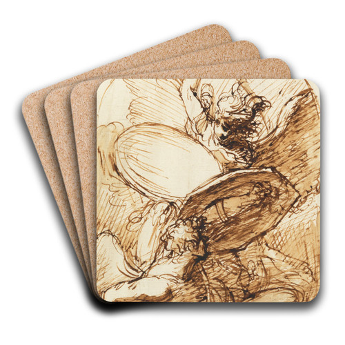 St. Michael and Lucifer by Benjamin West Art Drink Coaster set