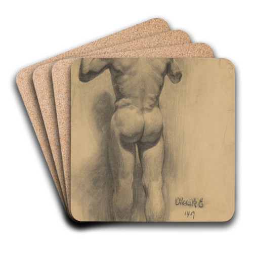 Study of a Standing Man by Emil Alexay-Olexk Art Drink Coaster set