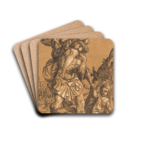 Aeneas Saving His Father from Troy by Ludwig Bsinck Drink Coasters - set of 4