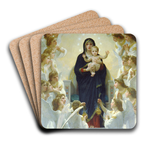 The Virgin With Angels by William Bouguereau Art Drink Coaster set