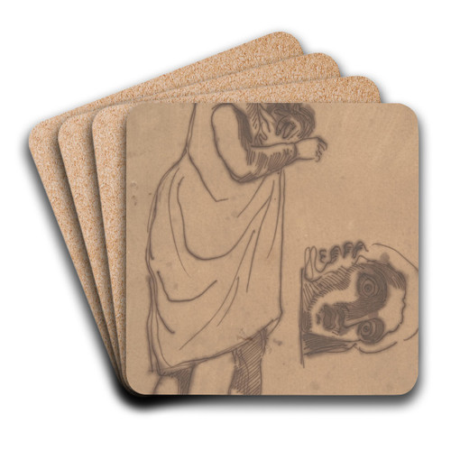 A Bearded Man, Standing, and a Classical Head by Eugne Delacroix Art Drink Coaster set A Bearded Man, Standing, and a Classical Head by Eugne Delacroix Art Drink Coaster set