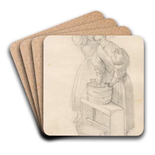 Kvinner som henger opp klr by Adolph Tidemand Art Drink Coaster set
