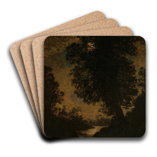 A Waterfall, Moonlight by Ralph Albert Blakelock Art Drink Coaster set