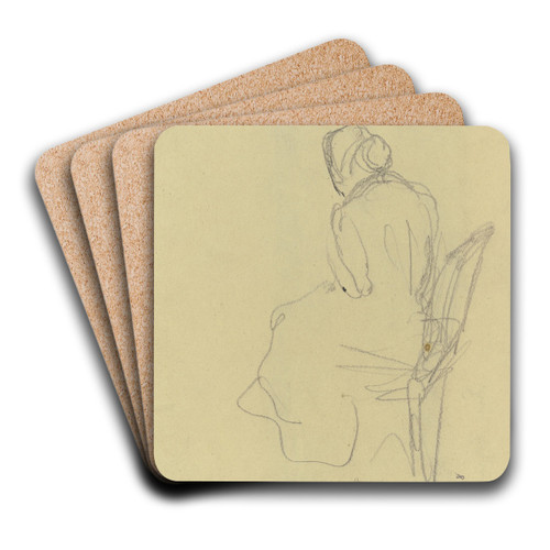 Rckenfigur einer sitzenden Frau by Gustav Schraegle Art Drink Coaster set Rckenfigur einer sitzenden Frau by Gustav Schraegle Art Drink Coaster set