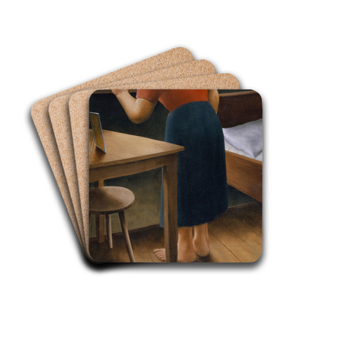 Girl at the Window (in the morning) by Georg Schrimpf Drink Coasters - set of 4
