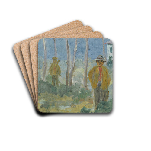View on a Bay at the Sea toward a City in the South by Ernst Schiess Drink Coasters - set of 4 View on a Bay at the Sea toward a City in the South by Ernst Schiess Drink Coasters - set of 4