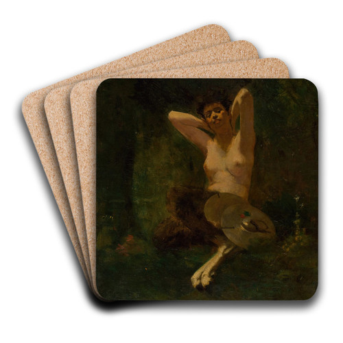 Faun by Thomas Wilmer Dewing Art Drink Coaster set