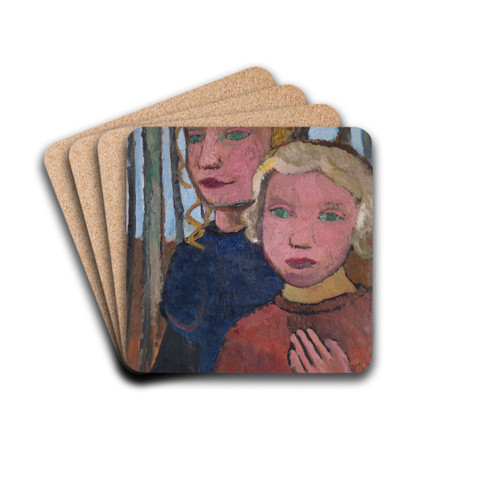Two Girls in Front of Birch Trees by Paula Modersohn-Becker Drink Coasters - set of 4