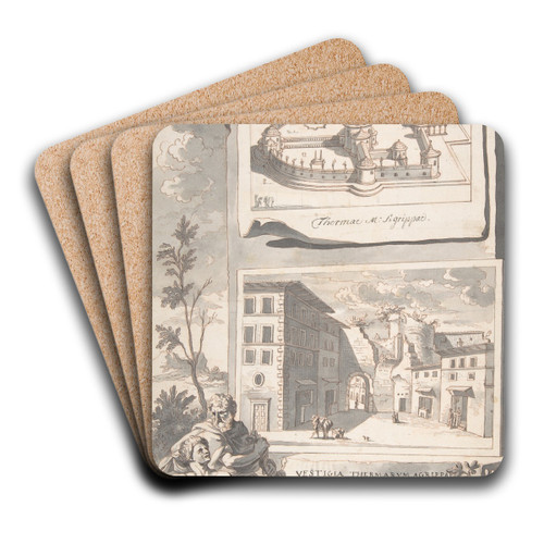 A Reconstruction of the Thermae Agrippae (above) and a View of the Ruins (below) by Jan Goeree Art Drink Coaster set