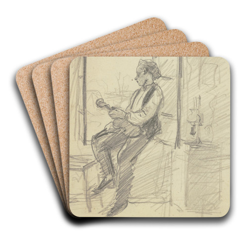 The violinist at the window by Otto Scholderer Art Drink Coaster set The violinist at the window by Otto Scholderer Art Drink Coaster set