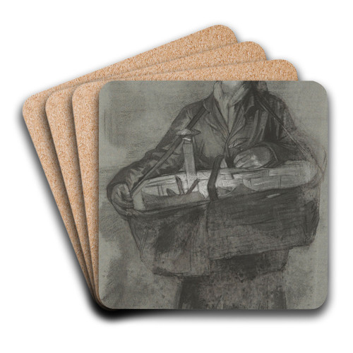 Staande jongen met mand by Jan Veth Art Drink Coaster set