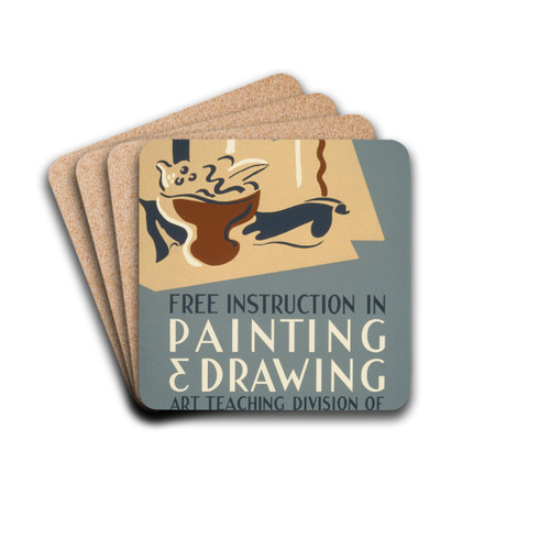 Free instruction in painting and drawing by Leslie Bryan Burroughs Drink Coasters - set of 4