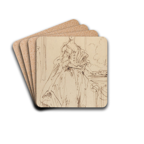 Portrait of a Standing Lady II by John Vanderbank Drink Coasters - set of 4