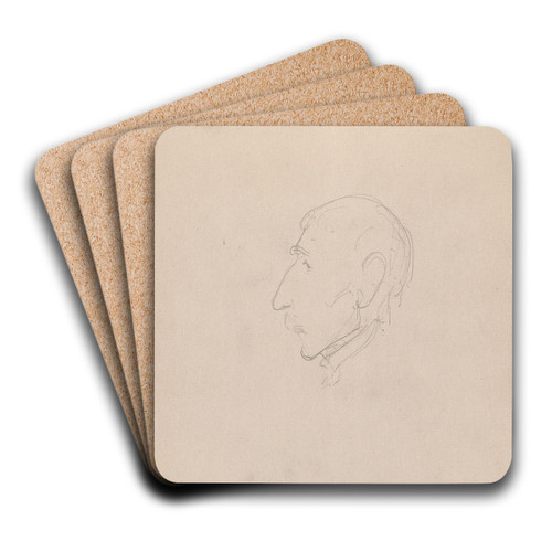 Mannshode i profil by Adolph Tidemand Art Drink Coaster set