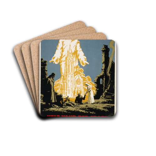 Help your Red Cross by Hubert Chapin Drink Coasters - set of 4