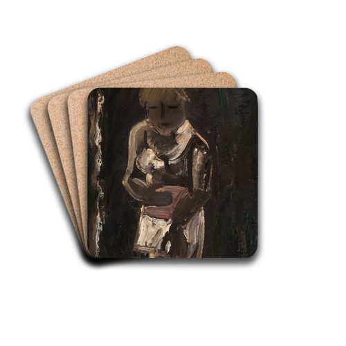 White Shirt on Black Ground by Gustave De Smet Drink Coasters - set of 4