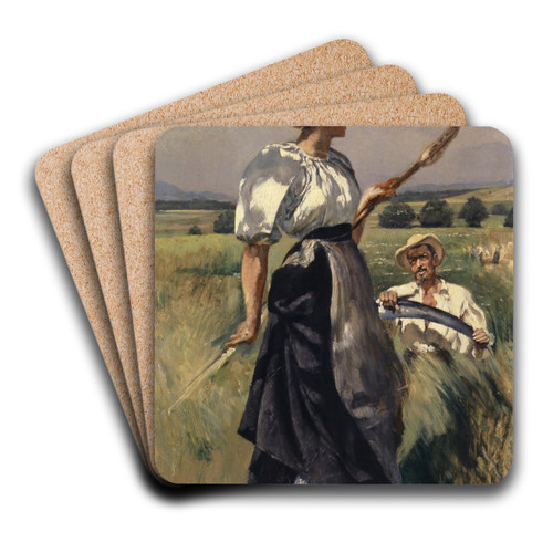 Mower and Harvester by Frank Buchser Art Drink Coaster set