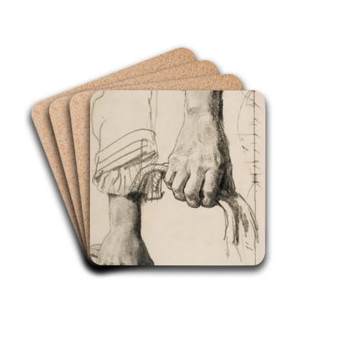 Two Studies of a Right Hand by Adolph von Menzel Drink Coasters - set of 4