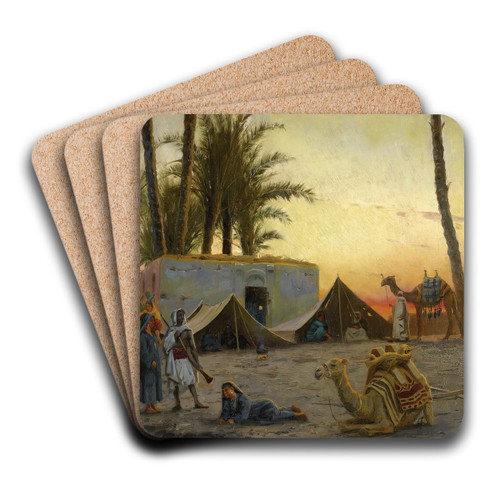 Desert Encampment by Peder Mrk Mnsted Art Drink Coaster set