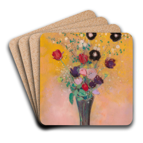 Vase of Flowers by Odilon Redon Art Drink Coaster set Vase of Flowers by Odilon Redon Art Drink Coaster set