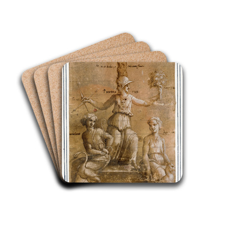 An Allegory of Prudence by Baldassare Peruzzi Drink Coasters - set of 4 An Allegory of Prudence by Baldassare Peruzzi Drink Coasters - set of 4