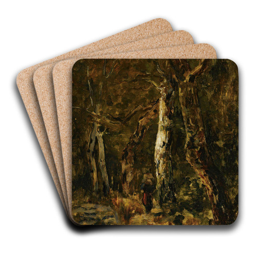 Forest Landscape With Figure by Lszl Pal Art Drink Coaster set