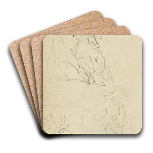 Three compositional studies of figure group by Thodore Gricault Art Drink Coaster set