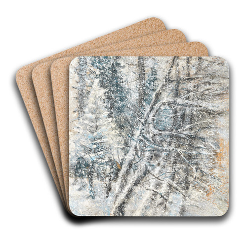 A Wintry Forest by Ladislav Mednynszky Art Drink Coaster set