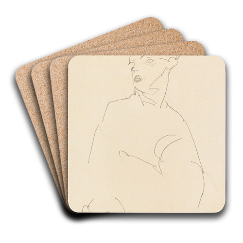 Selbstportrt by Egon Schiele Art Drink Coaster set