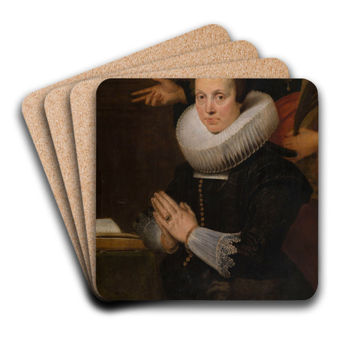 Barbara Kegeleers and Saint Barbara by Cornelis de Vos Art Drink Coaster set
