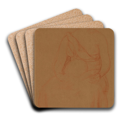 Femme assise, de face by Pierre Puvis de Chavannes Art Drink Coaster set
