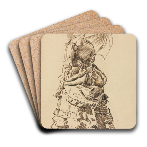 Study for "Mind and Matter" by Charles Samuel Keene Art Drink Coaster set Study for "Mind and Matter" by Charles Samuel Keene Art Drink Coaster set