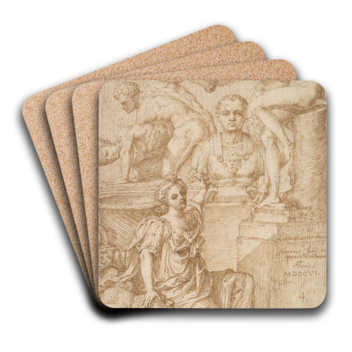 Allegory of Sculpture by Jan Claudius de Cock Art Drink Coaster set