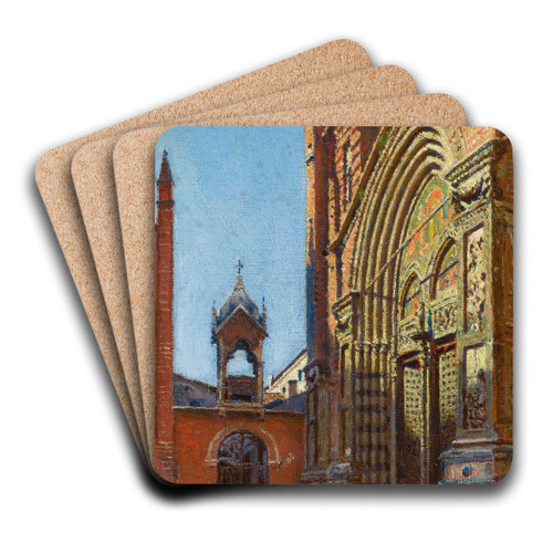 Portal of the church of St. Anastasia in Verona by Aleksander Gierymski Art Drink Coaster set