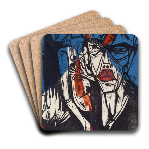Kmpfe - Qualen der Liebe by Ernst Ludwig Kirchner Art Drink Coaster set