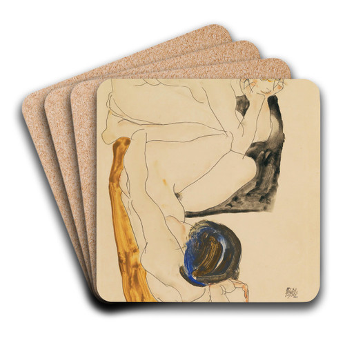 Two Reclining Figures by Egon Schiele Art Drink Coaster set
