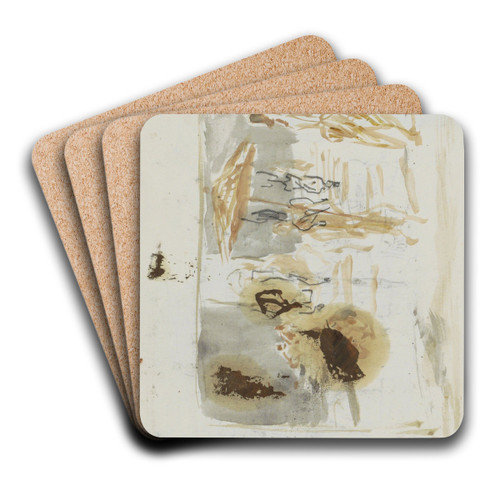 Straat met een figuur met een parasol by Marius Bauer Art Drink Coaster set