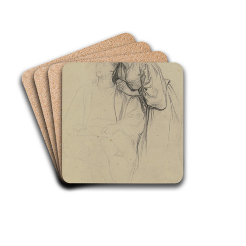 Sitzender Hartmut, an dessen Schulter sich eine Frau lehnt, aus dem 'Ritter Hartmut von Kronberg bei dem Reformator Oecolampadius in Basel' by Victor Mller Drink Coasters - set of 4