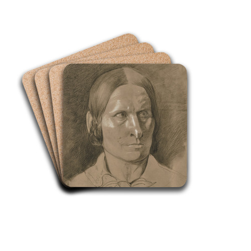 Kopf einer Frau in Vorderansicht, den Blick nach rechts gerichtet by Victor Mller Drink Coasters - set of 4